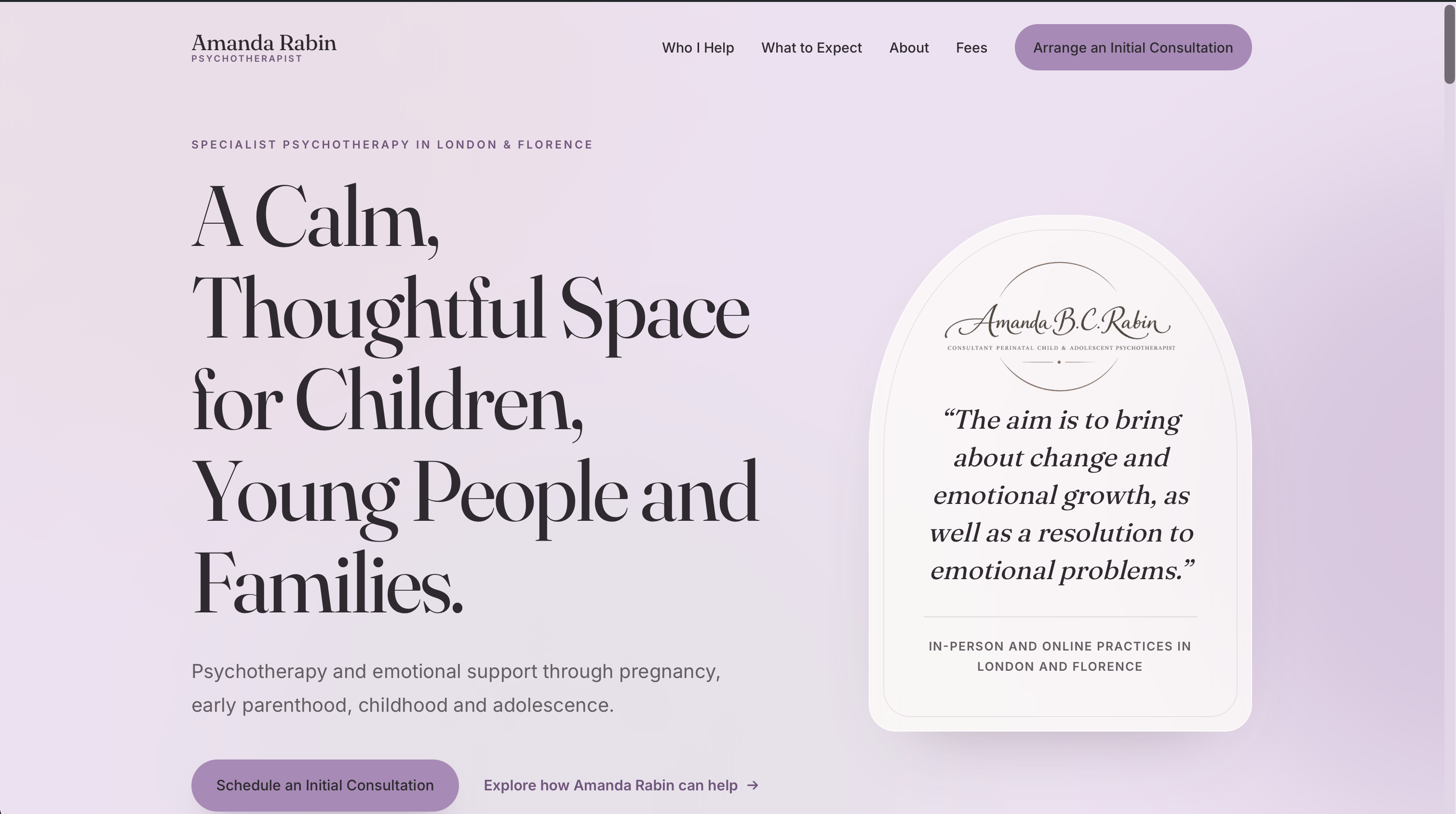 Amanda Rabin psychotherapy practice website