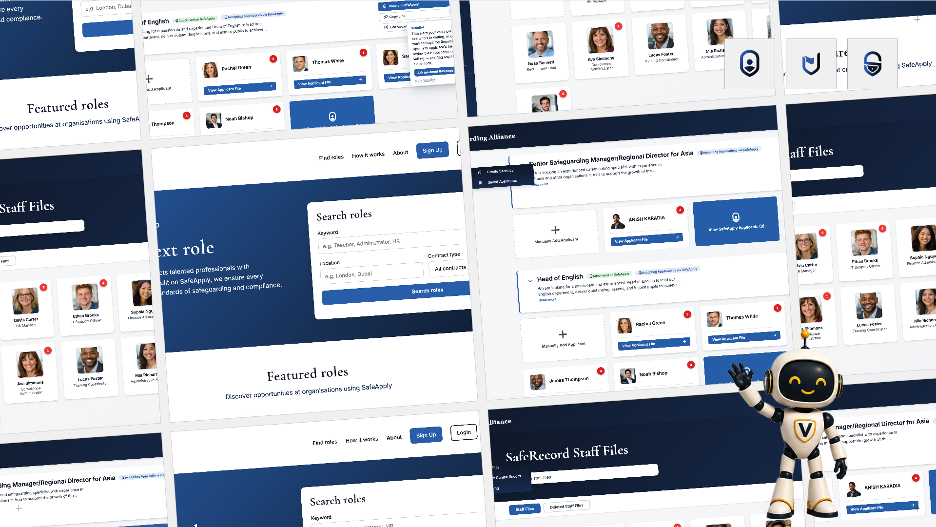 The Safer Recruitment Suite product interfaces