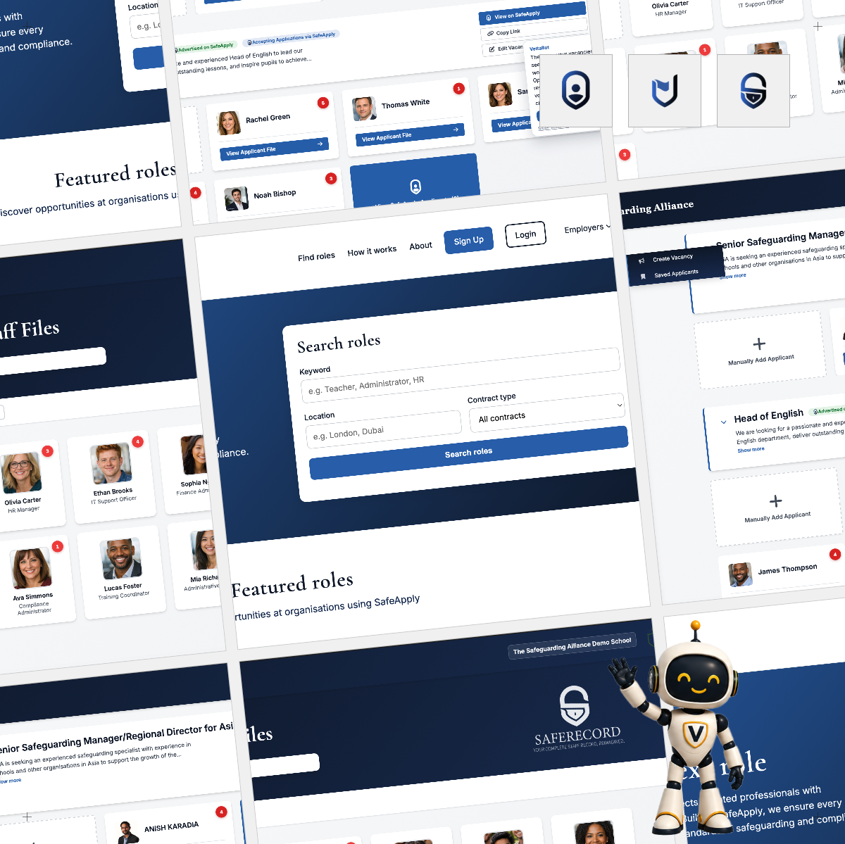 The Safer Recruitment Suite product interfaces
