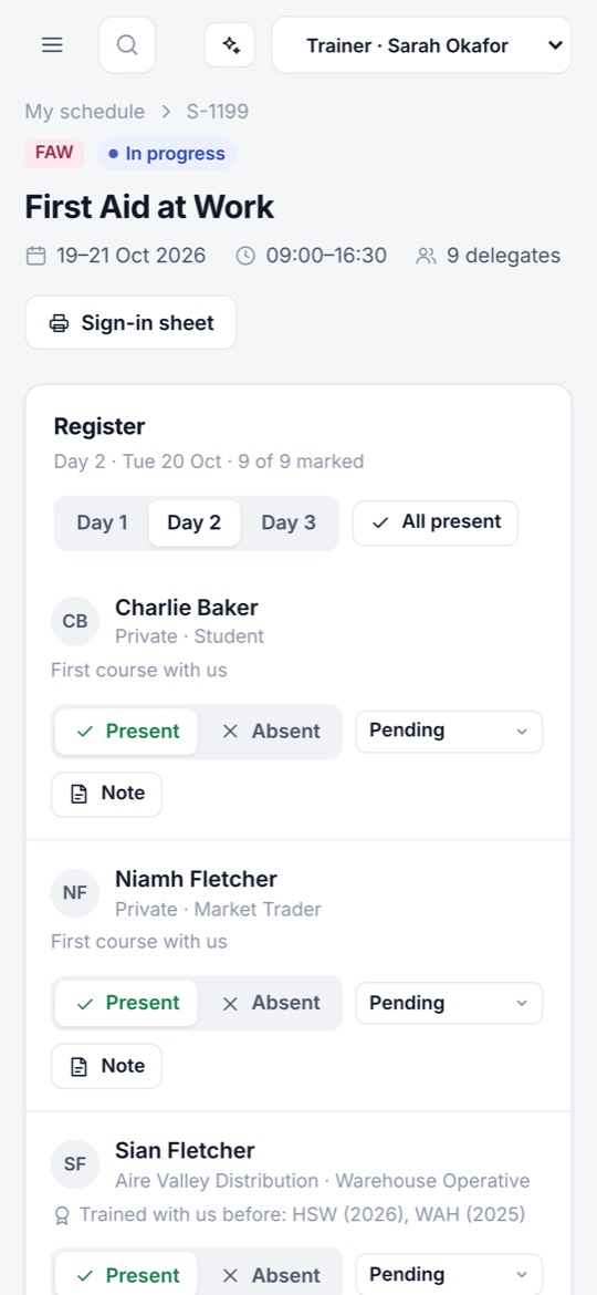 The trainer portal register on a phone